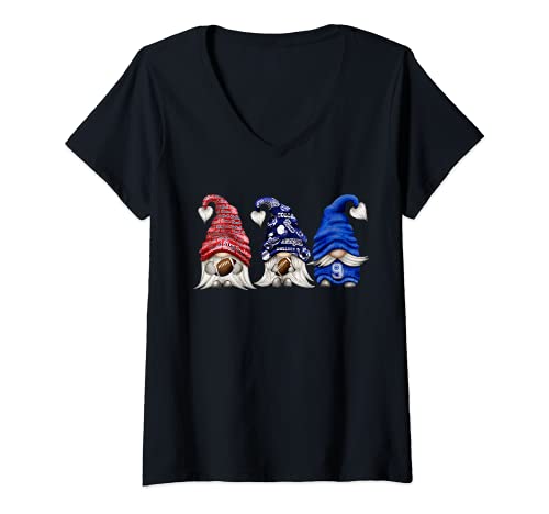 Womens Football Gnome V-Neck T-Shirt, Black