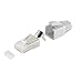Produktbild Netzwerk Modular Stecker RJ45 Set für Verlegekabel bis AWG 23, Stecker mit Zugentlastung, Einführhil Grau