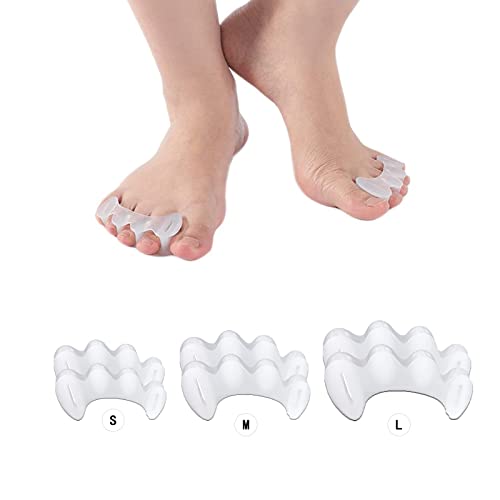 Toe Separators-Toe Straightener-Yoga Toes Toe separators,Toe spacers for Men,Toe spreaders for Women,Bunion Correction-for Hammertoes,Plantar Fasciitis, Hallux Valgus – Size Large-White (1 Pair)