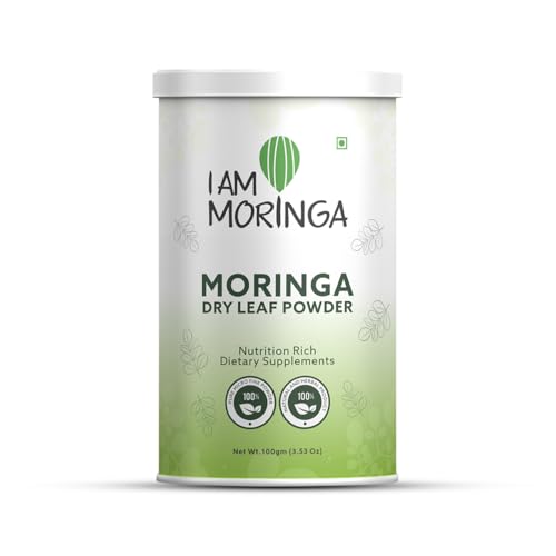 I AM MORINGA Moringa Powder 100 gm 100% Natural Drumstick Leaf Powder Good for Skin, Hair Healthy Plant based Protein Powder with No Chemicals and Preservatives
