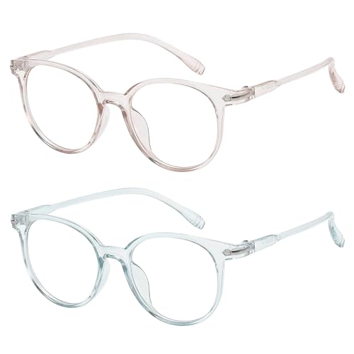 Image of OWL Round Blue Light Blocking Fake Eyeglasses for Women Men - Lightweight Frame, Anti UV400 Rays Protection Eyewear - 2 Pack