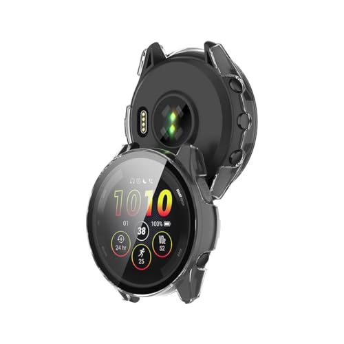 Capa protetora com película compatível com Garmin Forerunner 165 ou 165 Music Cor:Transparente