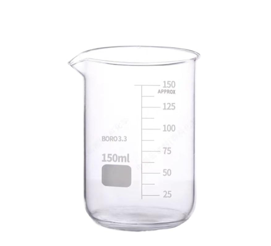 Becher in vetro borosilicato da 1 pezzo - Becher da laboratorio a parete pesante for resistenza alle alte temperature e misurazioni accurate(150ml)