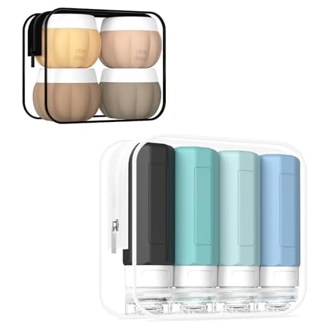 Redfly Travel Bottles for Toiletries, TSA Approved Travel Size Containers, Travel Containers for Toiletries, Silicone Travel Jars for Creams, Travel Size Toiletries Containers Cover