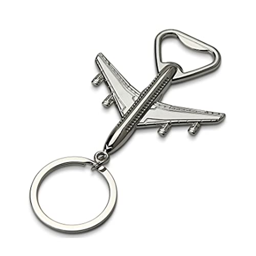 ARFUKA Bottle Opener Keyring Aircraft Shaped Soda Beer Bottle Opener Keychain Beverage Bottle Opener Key Ring, Women Men Gift for Wedding Christmas and Birthday Silver