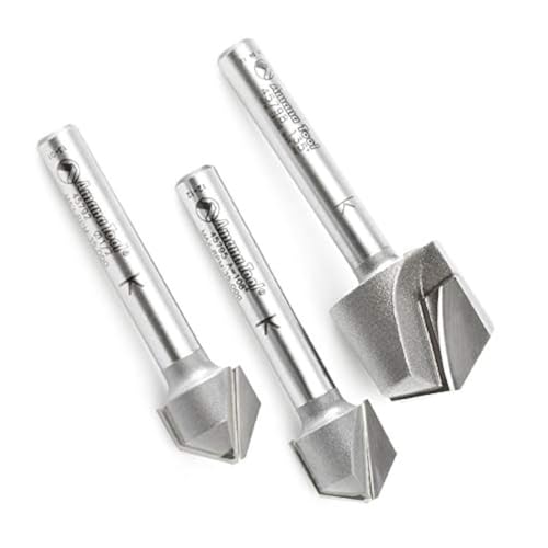 Image of Amana Tool - AMS-140 3-Pc. Carbide Tipped V-Groove 90, 108 & 135 Angles For Doubl
