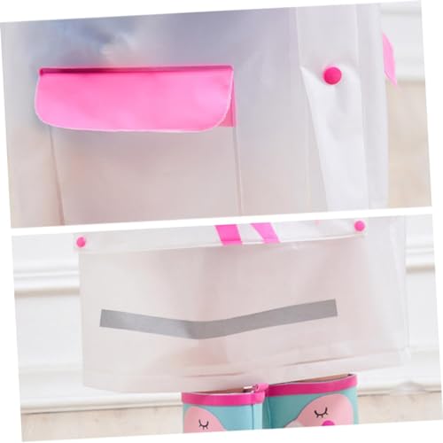 Boy Girl's Cartoon Raincoat with Hood Lightweight Eva Poncho for Boys and Girls for Outdoor Activities School Camping and Theme Parks White4