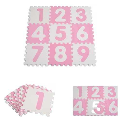 Moni Puzzlematte 9-teilig Zahlen 1001B3 Puzzleteppich Teilegröße 32 x 32 cm rosa
