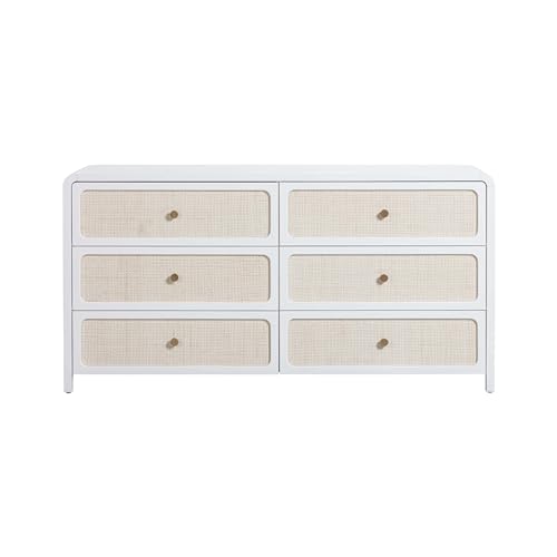 TOV Furniture Patty White Rattan 6 Drawer Dresser