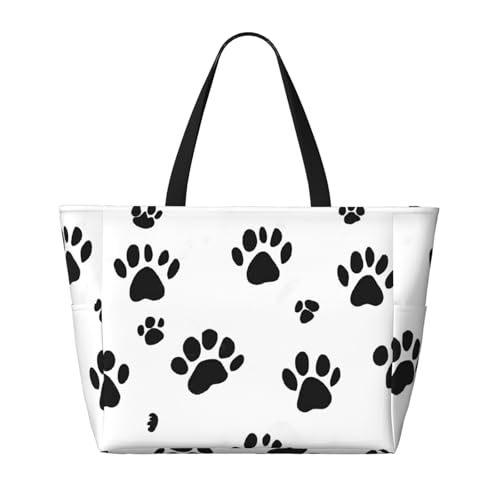 (Dog Pattern) Large Beach Tote Bag for Women Waterproof Sandproof Travel Shoulder Bag with Pocket for Pool Vacation Weekend Gym2