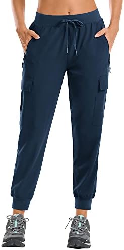 Stelle Hiking Cargo Joggers for Women Lightweight Quick Dry UPF 50 with Zipper Pockets Pants for Outdoor Workout（NY-26,M）