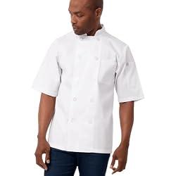 Chef Works Unisex Volnay Chef Coat | Double-Breasted, Classic Fit, Short Sleeves, Chest and Thermometer Pockets, XXS-5XL