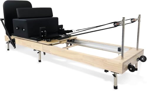 Wunder Pilates Reformer F1 – Faltbare professionelle Pilates-Maschine für Heim- und Studiogebrauch, kompaktes Ahornholz mit Federn & Zubehör