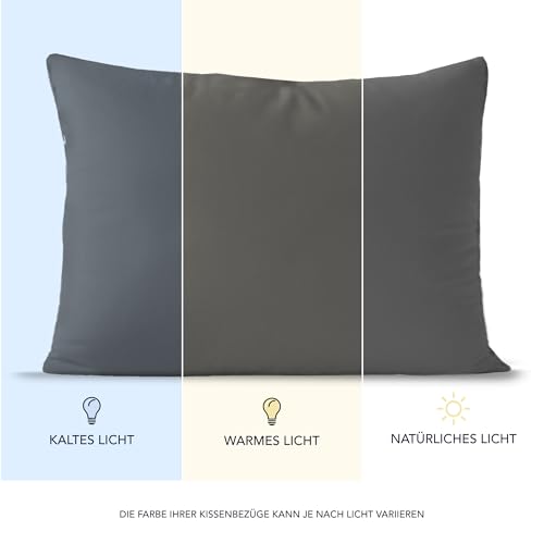 Kissenbezug 50 x 70 cm (Set mit 2) - 100% Jersey Baumwolle 150 g/qm Kissenbezüge -Anthrazit - Für Kissen 50 x 70 cm - Kissenhülle - Kissenbezug - Resistent und Hypoallergen - Dreamzie