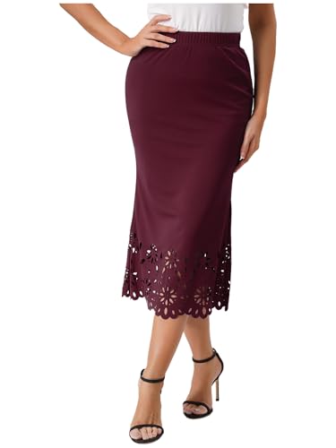 TiaoBug Women's Elastic Waist Solid Color Bodycon Skirts Y2k Fishtail Tea -Length Skirt3