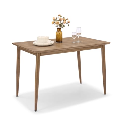 VonHaus Dining Table - 4 Seater Kitchen Table for Dining Room - Rectangular Dark Wood Effect Dinner Tabletop for 4 People - Adjustable Rubber Feet & Rounded Corners - W110cm x D90cm - Burton