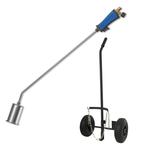 KEMPER - Desherbeur pro tuyau 5 m bruleur 60 mm Allume gaz + détendeur propane inclus + chariot à roues pour bouteille gaz