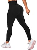 HAWILAND Mallas elásticas que levantan los glúteos para mujer, sin costuras, cintura alta, para gimnasio, fitness, entrenamiento, yoga, #3 Negro, S