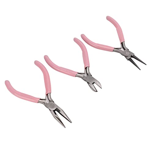 Alicates de joyería rosa juego de 3 punta redonda y diagonal 2