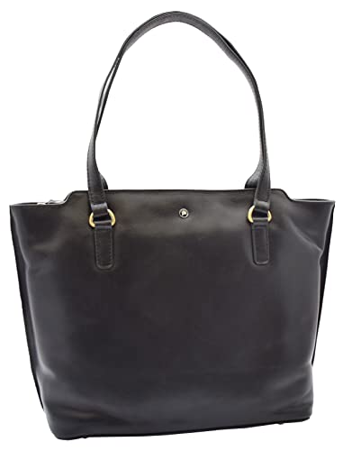 Sac à main en cuir véritable noir fini les dossiers A4 froissés