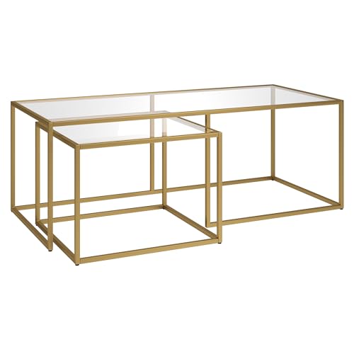 Henn&Hart Kennedy Rectangular Nested Coffee Table in Brass, 50\" Wide