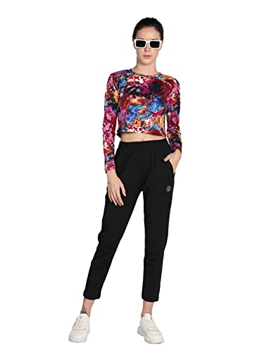 Image of CHKOKKO Women's Polyester Regular Fit Round Neck Full Sleeves Gym Crop Top