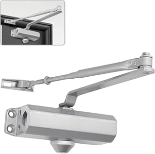 Chiudiporta Automatico Idraulico con Fermo Tenere Aperto Chiudiporta a Molla Regolabile, Tampone Chiuso uso Commerciale e Domestico Certificazione EN1154 Lega di Alluminio (MEDIUM MAX 70 Kg)