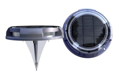 Solarsys – Pack de 2 Luces Solares LED para Exterior 120 Lúmenes Blanco Cálido – Sensor Crepuscular, IP67, Estaca – Iluminación Ambiental para Jardín, Terraza, Piscina y Muelle