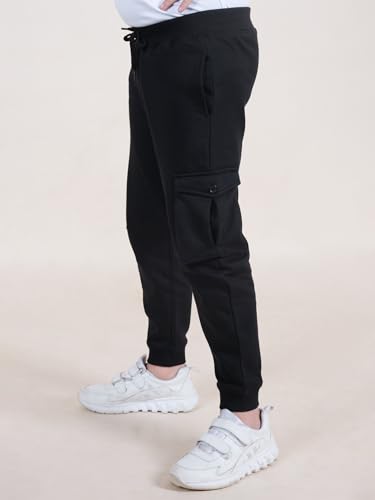 Image of KiddoPanti Boys Solid Fleece Cargo Track Pants | Cotton Poly Fleece Fabric | Ankle Length Jogger | 2 Cargo Pocket,1 Side Pocket | Elastic Waist & Drawcord | Jogger Track Pants