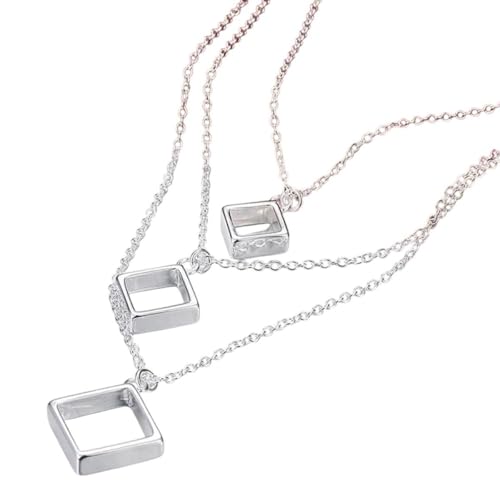 Chaînes colliers bijoux pendentif carré argent 925 idée cadeau