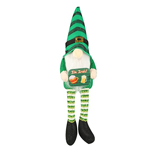 Design unico della peluche dello gnomo: lo gnomo del giorno di San Patrizio ha gambe lunghe retrattili, corpo morbido. Riporta i ricordi d'infanzia con questa decorazione di Lovelys St. Patricks.