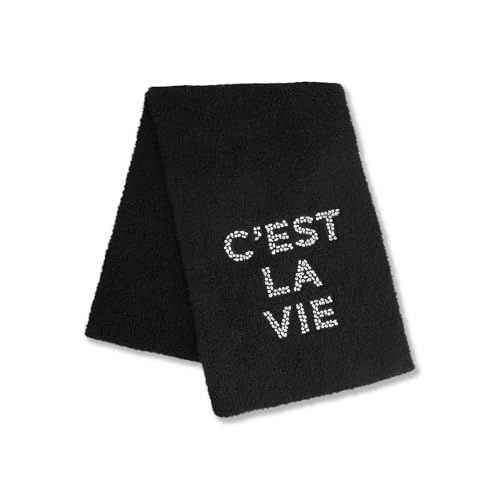 KARL LAGERFELD womens Sparkle Embroidered Letters C'est La Vie Scarf3