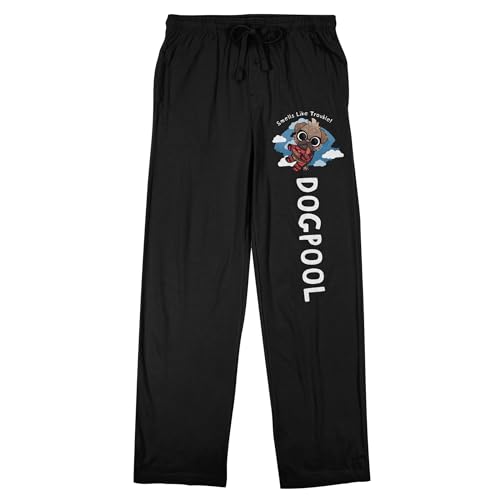 Bioworld Deadpool Dogpool Smells Like Trouble Men's Black Sleep Pajama Pants