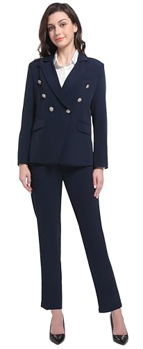 V VOCNI Womens Suits 2 Piece Set Double Breasted Business Office Blazer Work Pants Set Dressy Casual Workwear Outfits