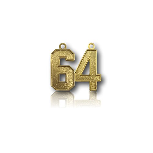 Number 64 Gold Plated Jersey Style Sports Necklace Charm Pendant (0.8