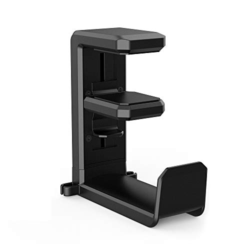 PC Gaming Headphone Stand Holder, MiiKARE Under Desk Headphone Hanger Labor-Saving Headphone Hook Spring-Loaded Clamp 360 Degree Swivel with Double Cable Clip for All Headphone Sizes