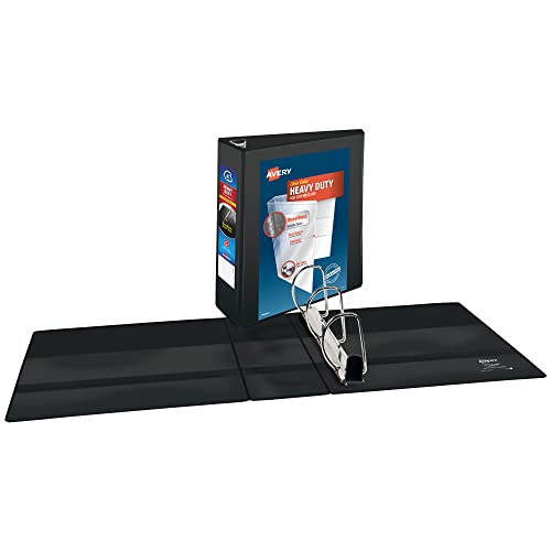 Image of Avery Heavy-Duty View 3 Ring Binder, 4 inch One Touch Slant Rings, Holds 8.5 inch x 11 inch Paper, 2 Black Binders (79874)