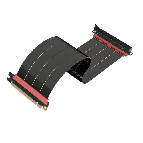 LINKUP - AVA5 PCIE 5.0 Riser Cable (Open Box) | RTX5090 RX9070 GPU Ready | x16 128GB/s Speed | Compatible with PCIe 4.0 &amp; WRX80/WRX90E | Straight, Black 30cm (Total Length 34cm)