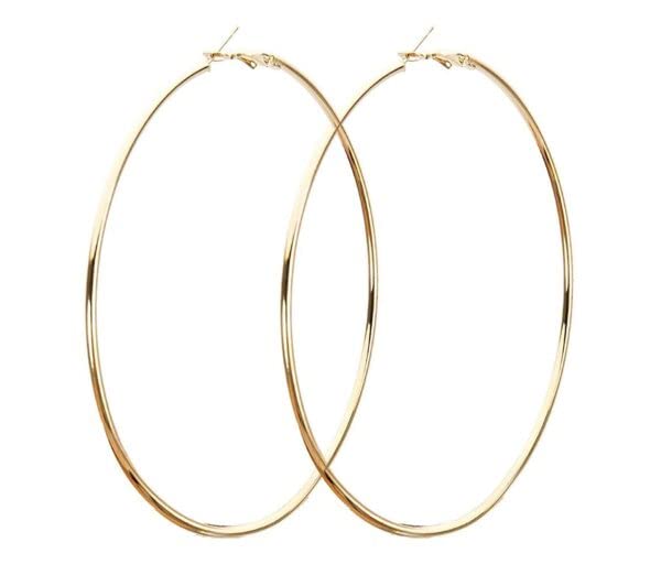 GenericJewellery Special Gold Plated Alloy Big Round Hoop Earrings for Women (Gold, 7 cm)