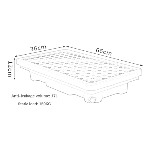 Plateforme de confinement robuste, plateau de confinement contre les déversements d'huile - Plateforme en polyéthylène durable et imperméable avec grille supérieure plate, jaune et