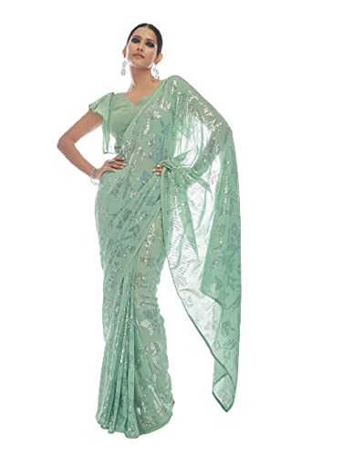 Chemisier à paillettes Diwali 2961 vert mer pour sublimer vos tenues de fête