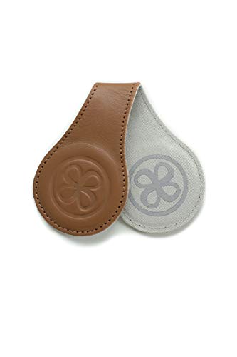 Cloby Magnet Clips 2er Set multifunktional für Kinderwagen Buggy Babyschale wendbar 2 Seiten Leder braun/Canvas grau