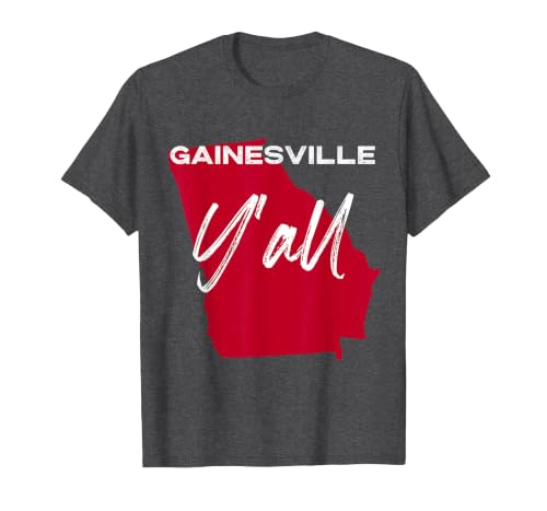 Gainesville Georgia Y'all GA Pride State Map Cute T-Shirt, Men, Dark Heather Grey, X-Large