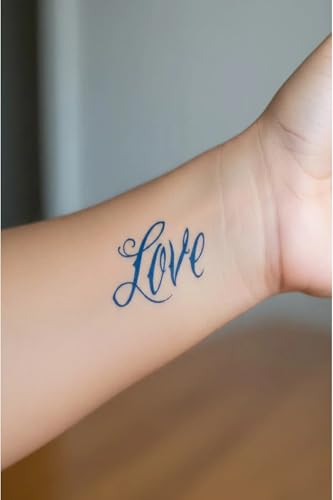 Love Yazılı 5x5 cm Geçici Dövme – 1 Ay Kalıcı Yarı Kalıcı Yapıştırma