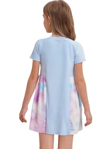 YEAHDOR Kids Girls Short Sleeve Tie-Dyed Dress Summer Casual Sundress Tennis Workout Sport Dress Activewear2