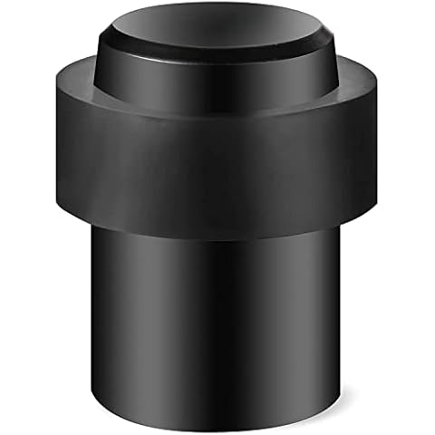TPOHH Stainless Steel Cylindrical Floor Mount Door Stop with Soft Rubber - Heavy Duty Durable Door Stoppers Wall Protector, Black 2-3/8" Height Cover