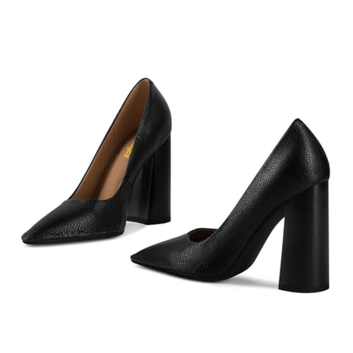 Women’s Pumps High Chunky Heel Slip On Pointed Toe Shoes Working Business Daily Size 4-16 US3