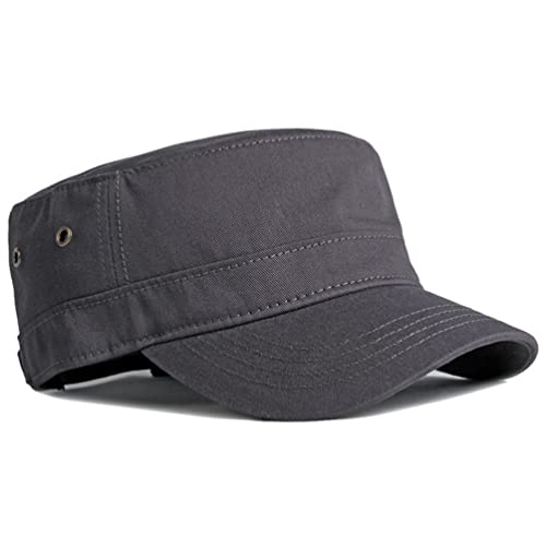 Image of 2 Pack Men's Cotton Military Caps Cadet Army Caps Vintage Flat Top Cap