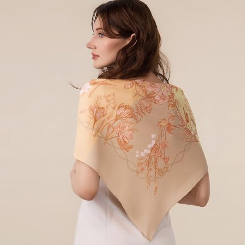 Cicy Bell Womens Silk Head Scarf Floral Satin Bandana Lightweight Square Sleeping Hair Wrapping 27.5"3