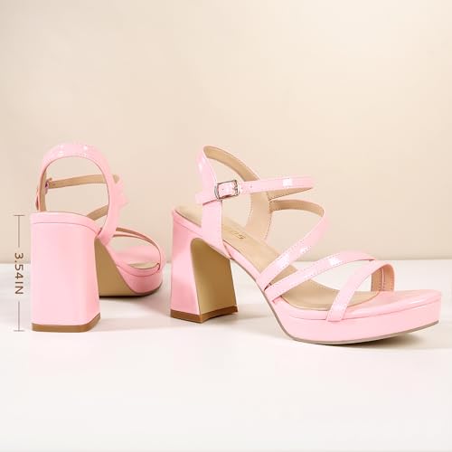 rsxses Platform Chunky Heels for Women Ankle Strap Heels Strappy Sandals with Open Toe Wedding Prom Bridal Women Dress Shoes2